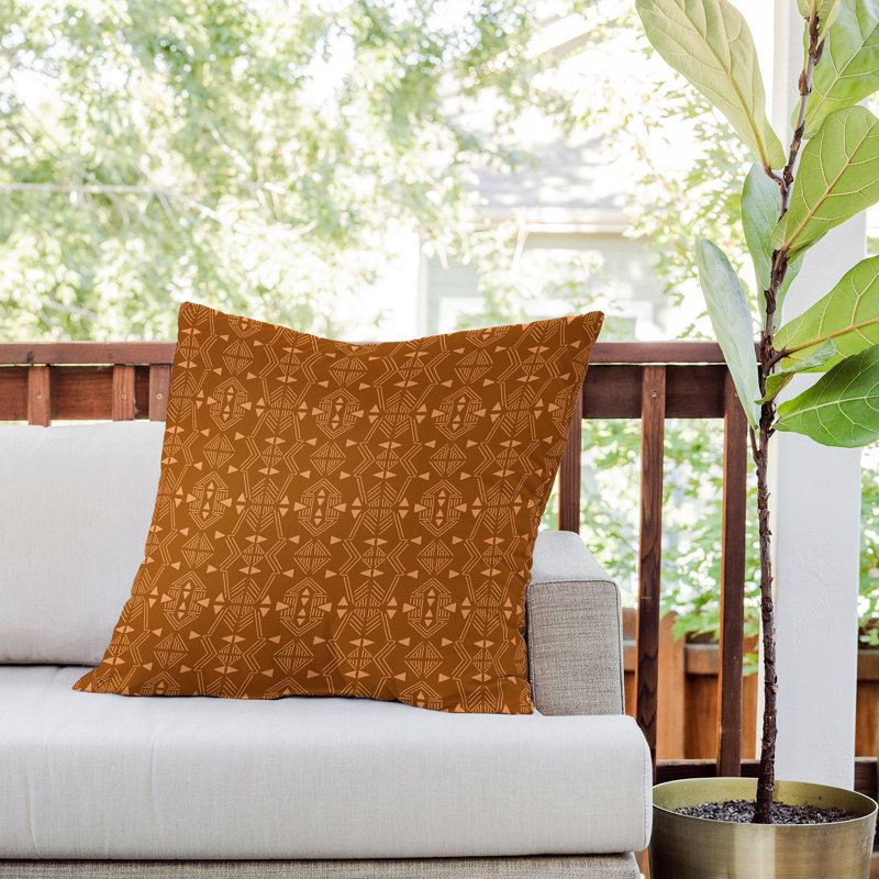  Coussin décoratif géométrique intérieur / extérieur en polyester, 26 po x 26 po