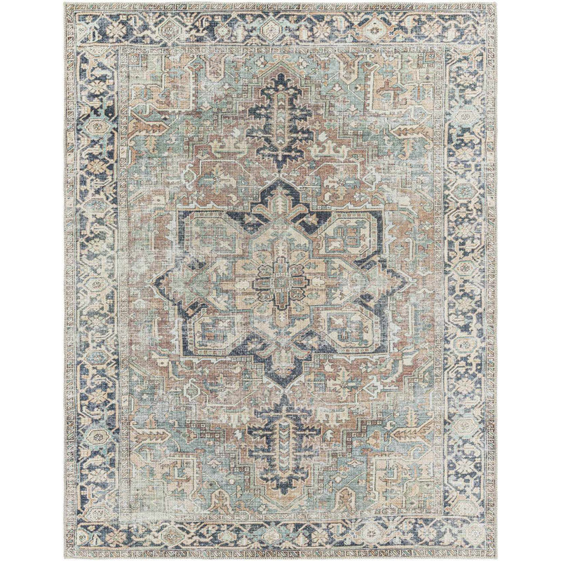 Tapis vert lavable à la machine Gorizia, Rectangle 5 pi 3 po x 7 pi