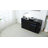 L-Shaped Computer Desk with Storage Cabinet, Drawer & Shelf, Rotating & Convertible Home Office Desk with LED Light-1787917997