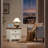 Farmhouse Nightstand with Charging Station, Rustic Low Night Stand with 2 Drawers, Mid-Century Modern End Table with 4 Square Solid Wood Legs, Small Dresser for Bedroom, Home (White)-1831402292