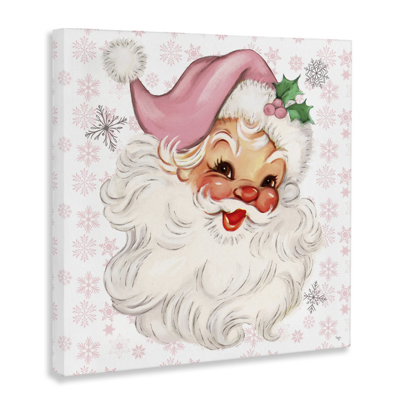 Toile pastel rétro Jolly Santa, design par Mollie B., H 17 po x l 17 po