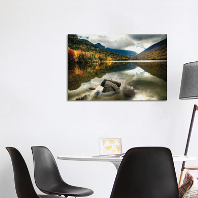 Pristine Mountain Lake During Fall Season, Echo Lake, Franconia, New Hampshire by George Oze - Wrapped Canvas Print