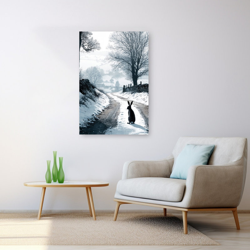 Hare on Snowy Road, H 48 po x l 32 po