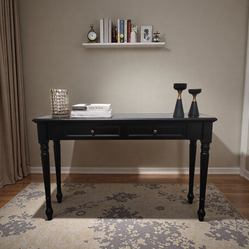 Bureau de 13,77 pouces de profondeur American-style, Noir, H 29,92 po x l 62,99 po x P 13,77 po