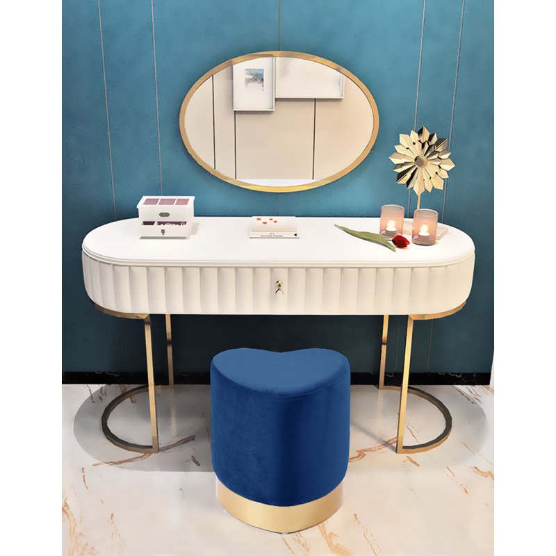 Cei Velvet Pouf, Navy Velvet
