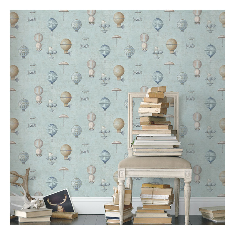 Steampunk Balloons 10m x 53cm Roll, Blue
