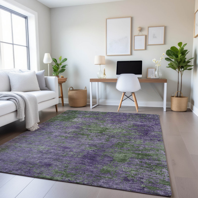 Tapis moderne lavable à la machine de qualité supérieure Kumbhar AMF1359, Rectangle 10 pi x 14 pi
