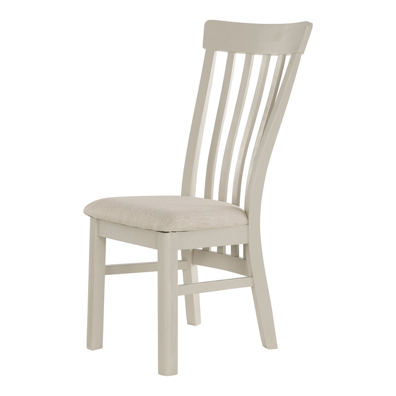 Blayze 50cm H Polyester Blend Upholstered Slat Back Side Chair, Stone