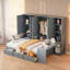 Lit de jour en bois avec trois tiroirs, armoire tout-en-un, bureau et tablettes-1292717979-1292717982