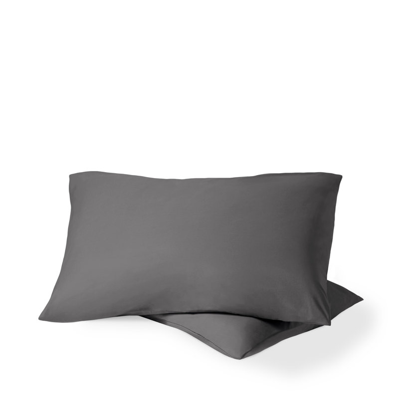 Taie d'oreiller 100% coton biologique percale, 2 taies d'oreiller standard, Gris