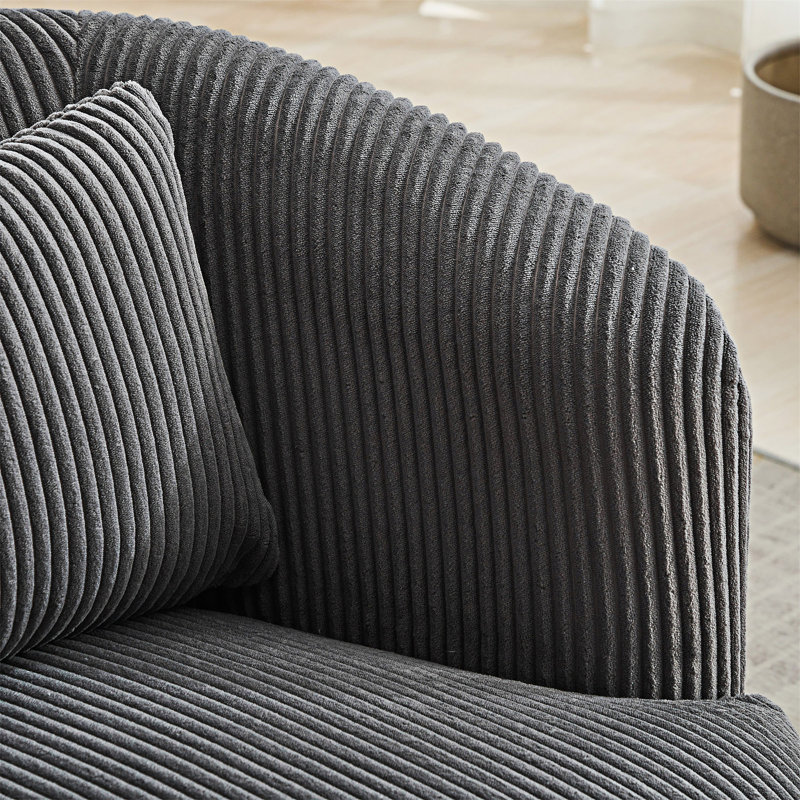 Fauteuil d'appoint rembourré pivotant demi-tonneau avec coussin, Gris anthracite