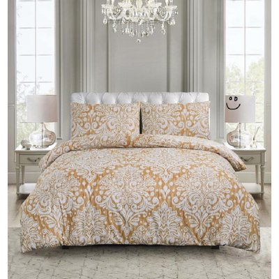 ZASH LONDON Cotton Damask and Polka Dots Duvet Cover with Pillowcases