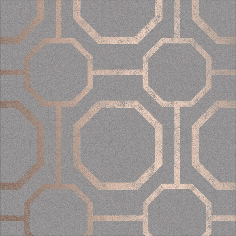 Sashiko Geometric Wallpaper Roll, Rose Gold