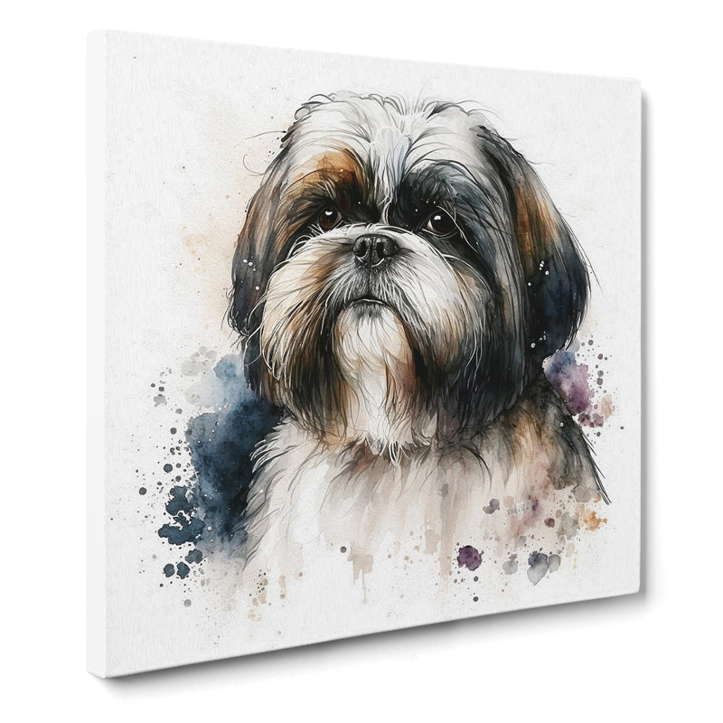 Shih Tzu Watercolour - Wrapped Canvas, 50cm H x 50cm W x 3cm D