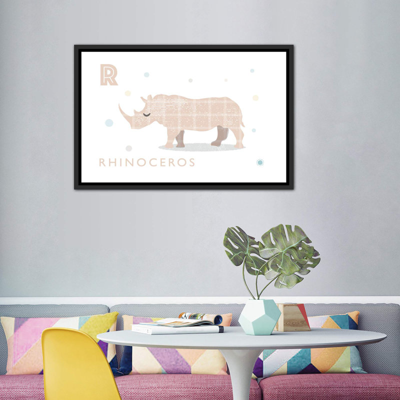 Rhino - imprimé, Pas de tapis, H 40 po x l 60 po x 1,5 po, Toile avec cadre noir