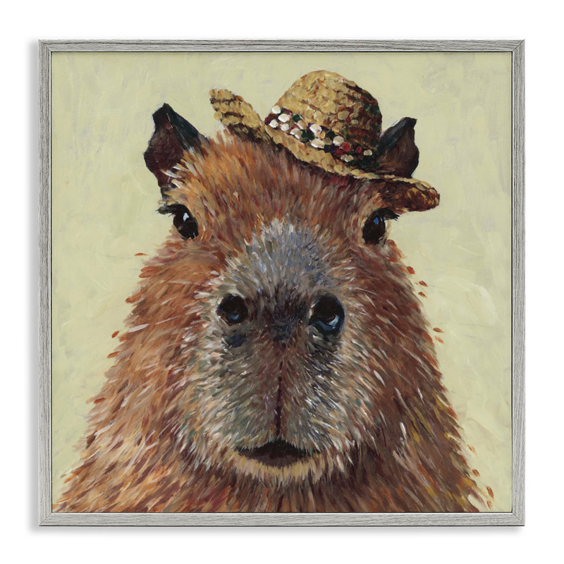 Capybara avec chapeau de paille, estampe numérique, design par Studio Bautista, H 17 po x l 17 po
