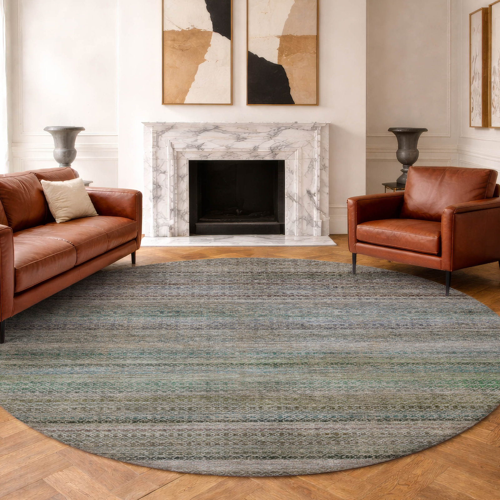 Tirico Geometric Casual Rug, Sky, 8' Round