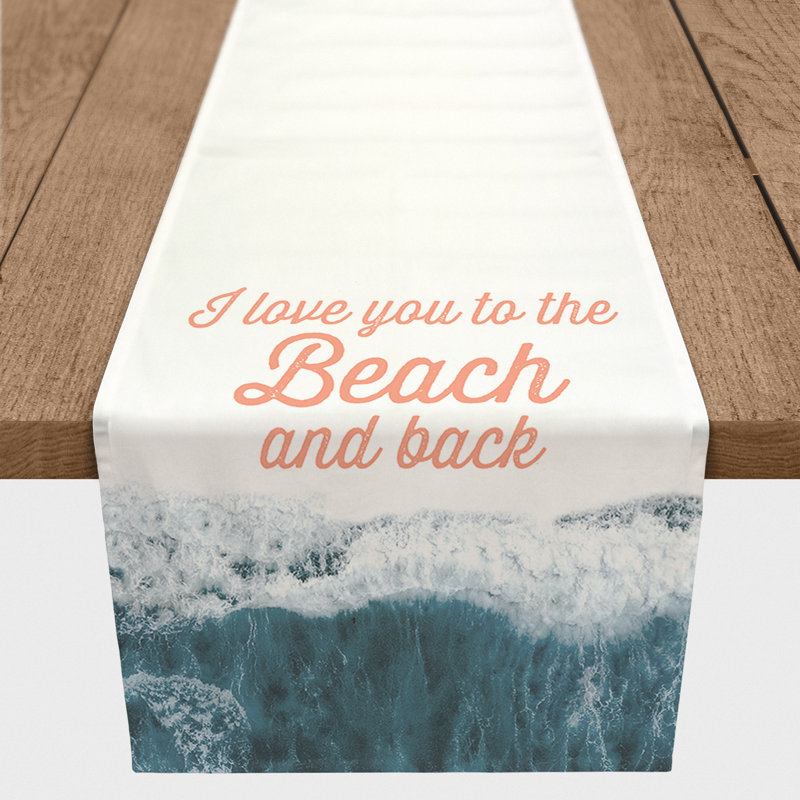 Wave Beach And Back Coral Table Runner, Orange, 90" x 16", 46