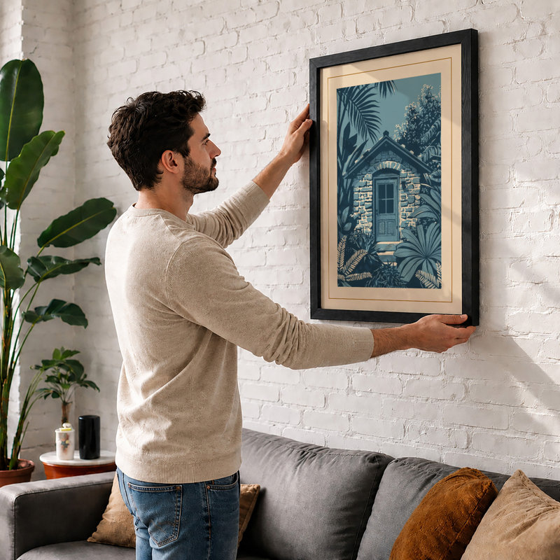 Hidden Tropical Sanctuary Coastal - Framed Print, A1 - 84.1 x 59.4 cm, Oak