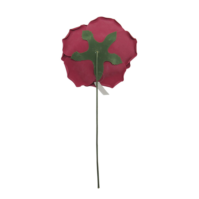 Grande tige rose en mousse, H 8 po x l 8 po x 4,25 po, Bourgogne
