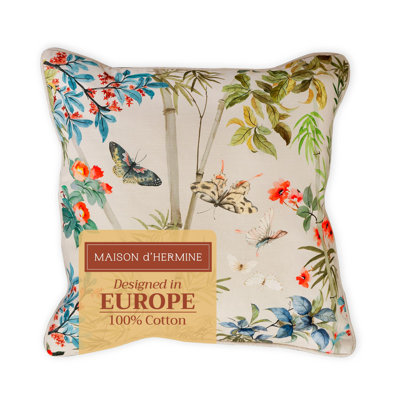 Maison d'Hermine Canne - Beige 100% Cotton Decorative Pillow cover - 18" x 18" - Pack of 1