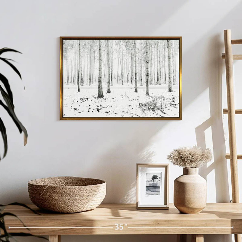 Forêt d'hiver de Langenargen, Cadre flottant doré, 19 po x 13 po