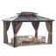 13 pi. L 10 pi. D Pavillon de jardin avec toit double en polycarbonate, structure et rideaux en aluminium pour le jardin, les pelouses et le patio-132014450