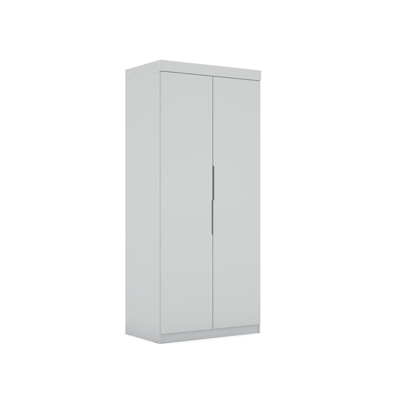 Mulberry Contemporary Modern Wardrobe Closet with Drawers and Adjustable Shelves in White, White