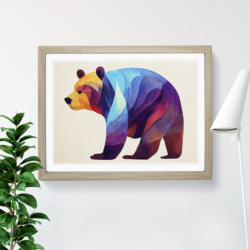 Watercolour Bear Vol.1 Abstract - Framed Print, Oak Framed, 25cm H x 34cm W x 2cm D