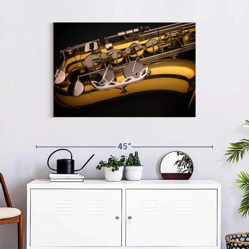 Abarca Shiny Golden Saxophone, 24" H x 36" W