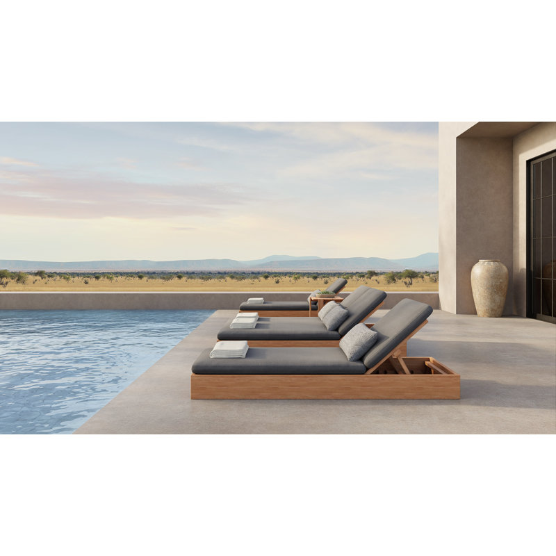 Beja Double Chaise Lounge - Charcoal, Canvas Charcoal