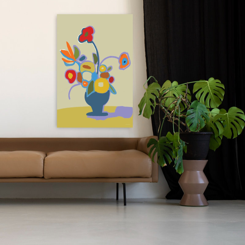 Cheers, art floral abstrait contemporain, H 48 po x l 32 po