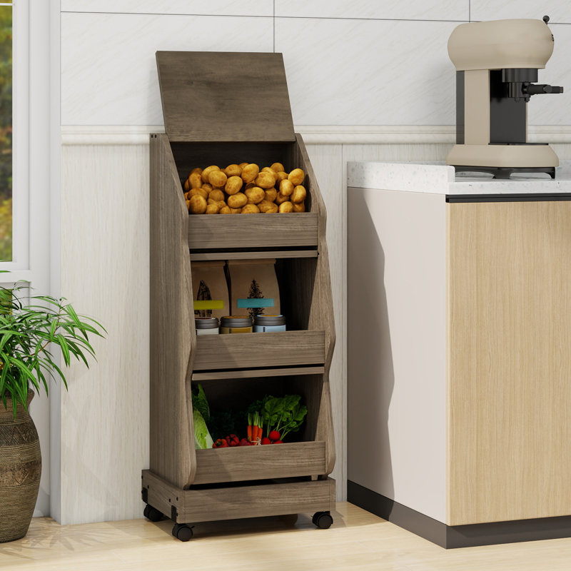 Potato And Onion Storage Bin With Wheels