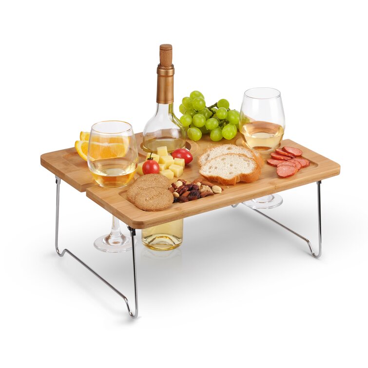 Tirrinia Outdoor Wine Picnic Table, Folding Portable, Ideal Wine Lover Gift