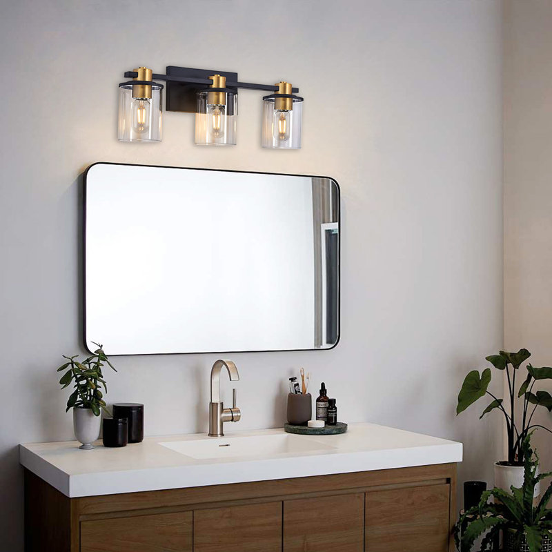 3 - Light Dimmable Vanity Light, Black/Gold