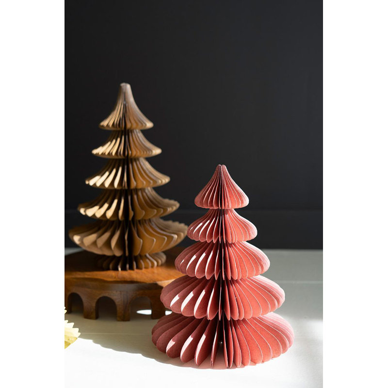SET OF SIX PAPER JEWEL TONE ACCORDIAN CHRISTMAS TREES - ONE EACH COLOR