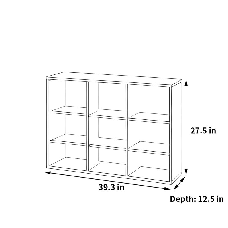 Bibliothèque tendance de style classique, Brun, (3 tablettes) H 27,5 po x l 39,3 po x P 12,5 po