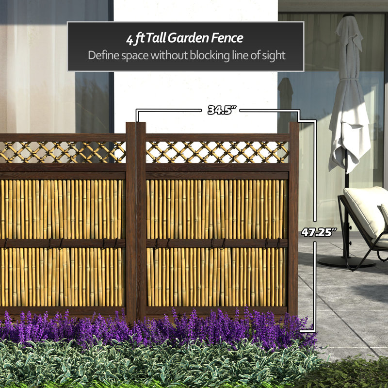 Japanese Zen Garden Fence Panel, Light Bamboo, 4' H x 3' W