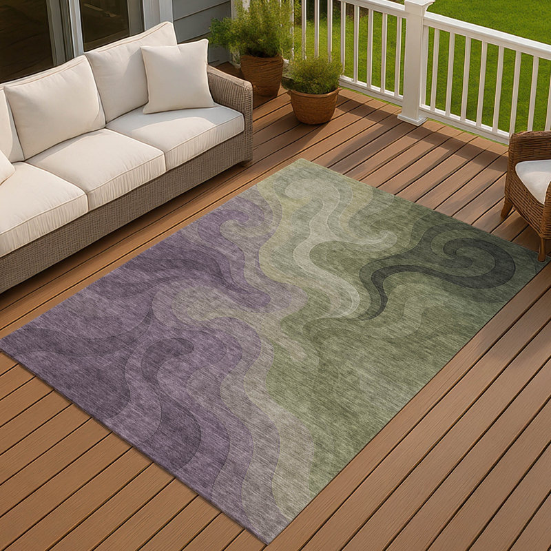 Tapis abstrait lavable à la machine intérieur / extérieur ACN2468, Prune, 5 pi x 7 pi 6 po