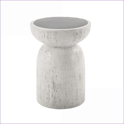 Table basse en fibre naturelle gris béton moderne et minimaliste