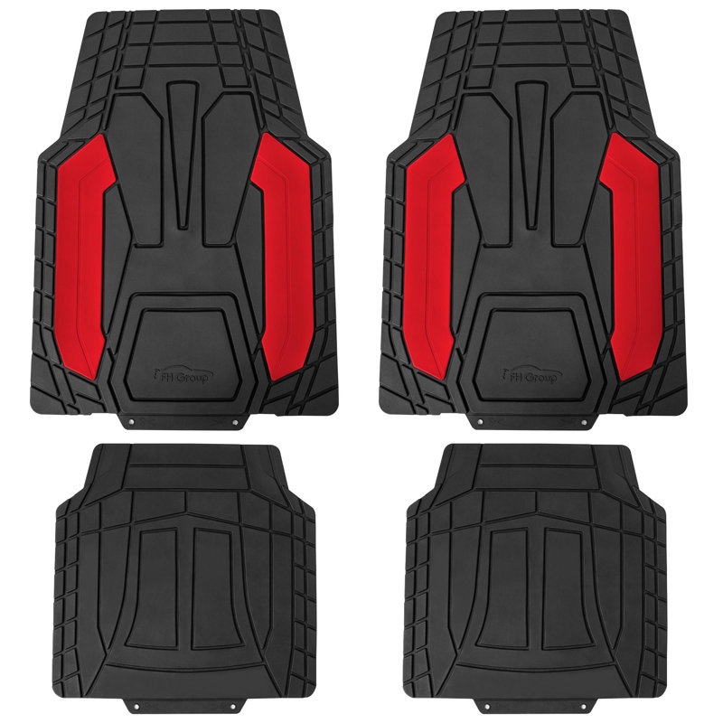 Rubber Floor Mats Full Set, Red