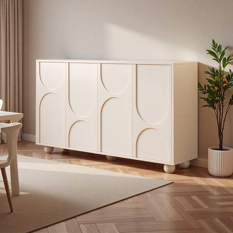 Buffet multifonctionnel de style Mid-antique, H 35,43 po x l 64,25 po x P 15,74 po, Blanc