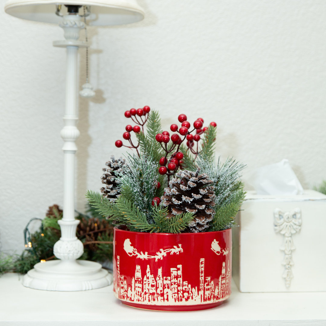 Xmas Mix in Cityscape Ceramic Pot The Holiday Aisle® 