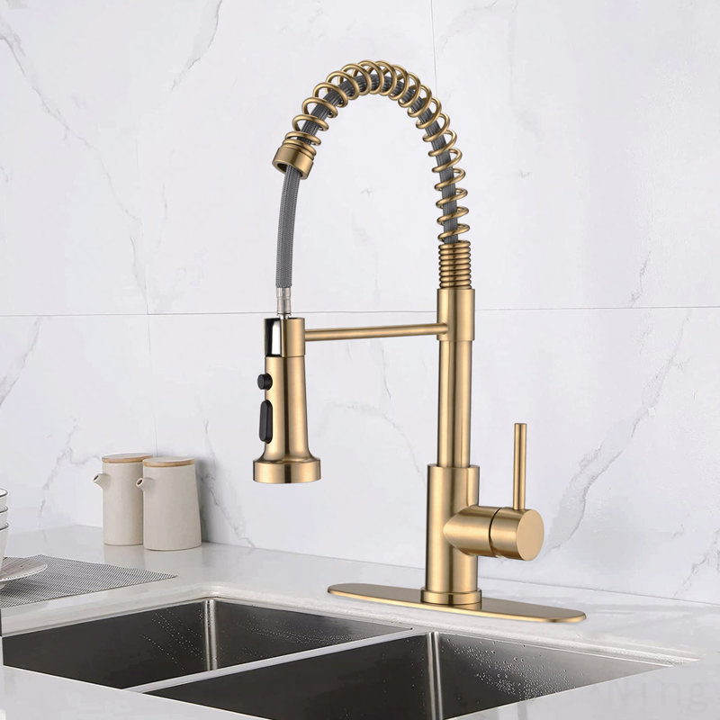 Robinet d'évier de cuisine avec pulvérisateur rétractable Spring