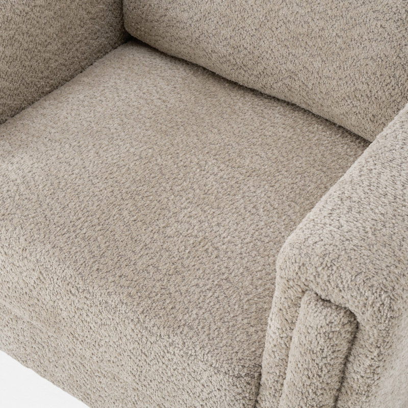 Chaise d'appoint rembourrée avec pieds en bois massif Teddy Boucle, Brown