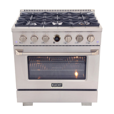 KUCHT 36 po 5,2 pieds cubes Cuisinière à deux brûleurs au gaz naturel en acier inoxydable avec thermostat Kucht Horus