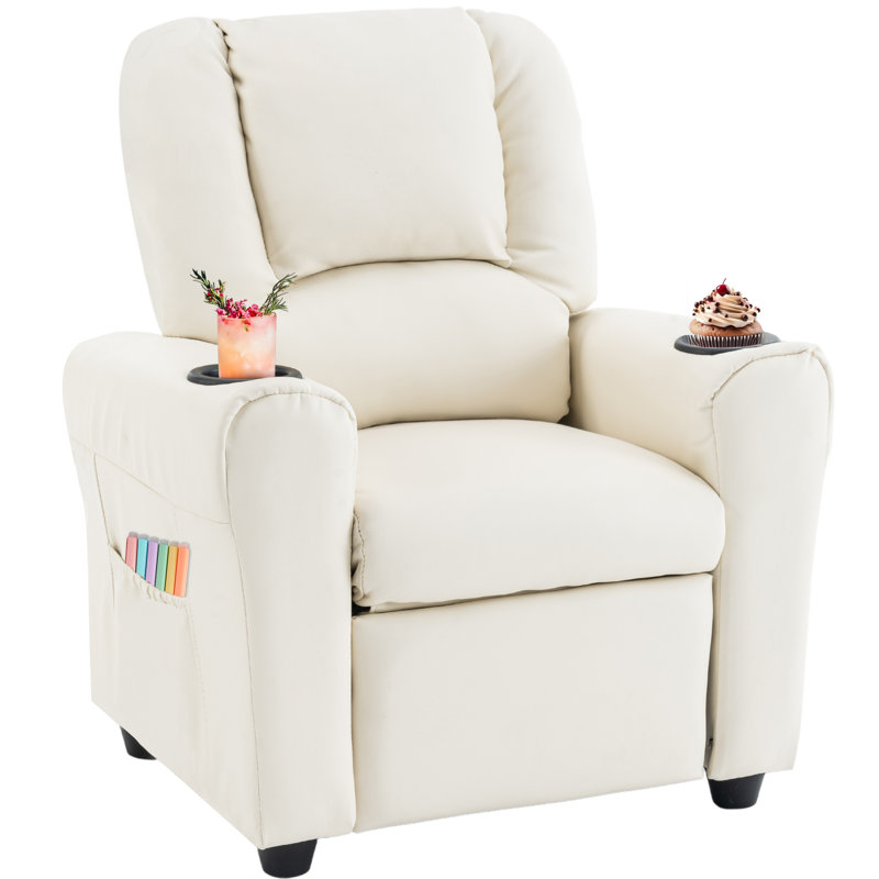 Esca Kids Recliner with 2 Cup Holder, Cream