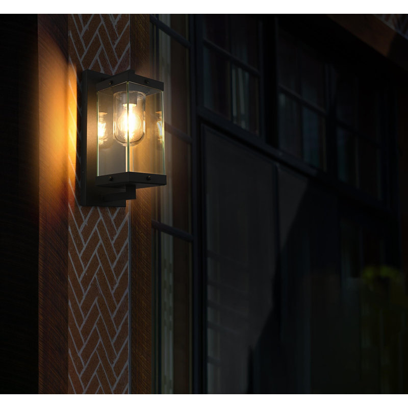 Keaton Outdoor Wall Sconce in Black, 15" H x 6" W x 8" D