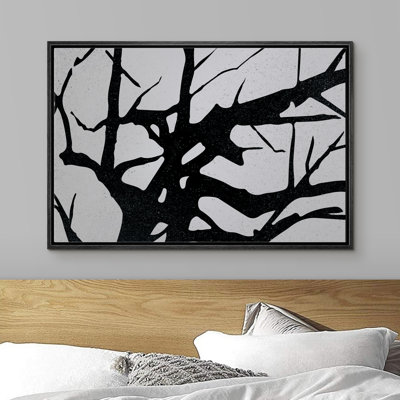 Signe, reproduction d'art sur toile encadrée, branche d'arbre foncé, silhouette, plantes, illustrations, impressionnisme, paysage industriel, noir et blanc, pour le salon, la chambre à coucher, le bureau