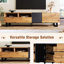 Meuble télé moderne pour téléviseur de 80 po, double rangement et tablettes ouvertes, cinéma maison avec console média, armoire rabattable de 80 po avec rangement, console. Conception simple, porte, matériau-1174228106